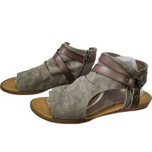 Blowfish Malibu Gladiator Sandal Gray Size 6 side zipper casual open toe shoes